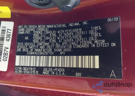 2010 Toyota Sienna Ce from USA, damaged, VIN 5TDKK4CC9AS297154